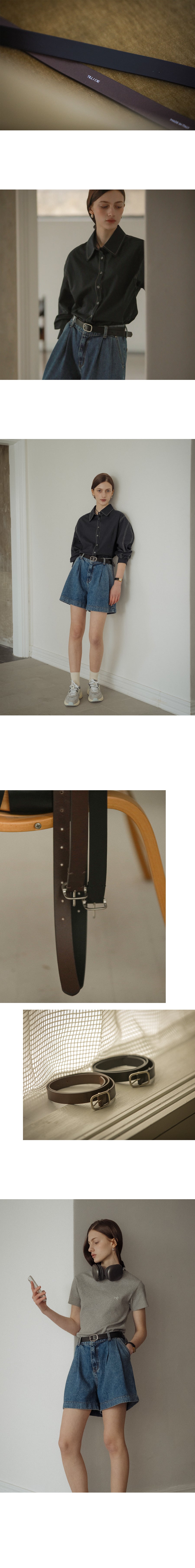 Tillidie Italian leather modern square buckle belt