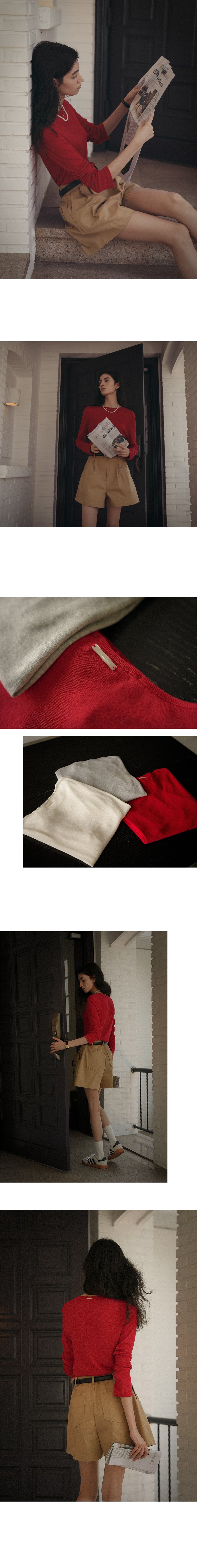 Tillidie Modal basic slim t-shirt Red