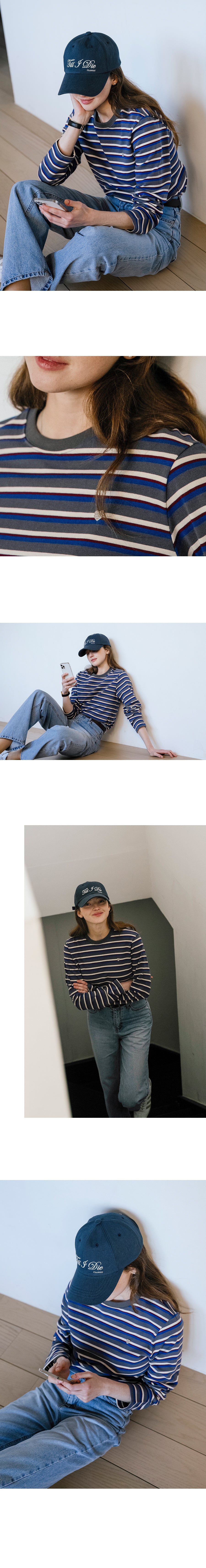 Tillidie Mix stripe heart logo t-shirt Blue