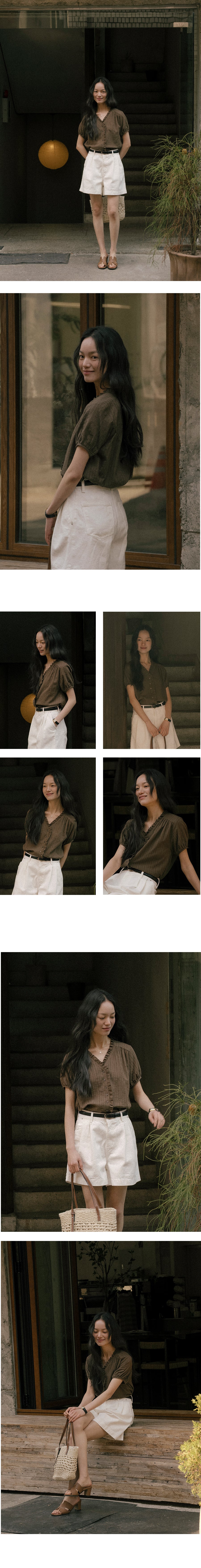 Tillidie Lace frill blouse Brown