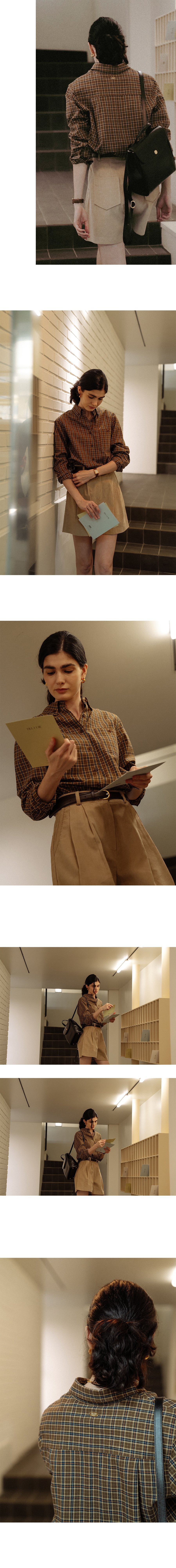 Tillidie Classic grid check shirt Brown