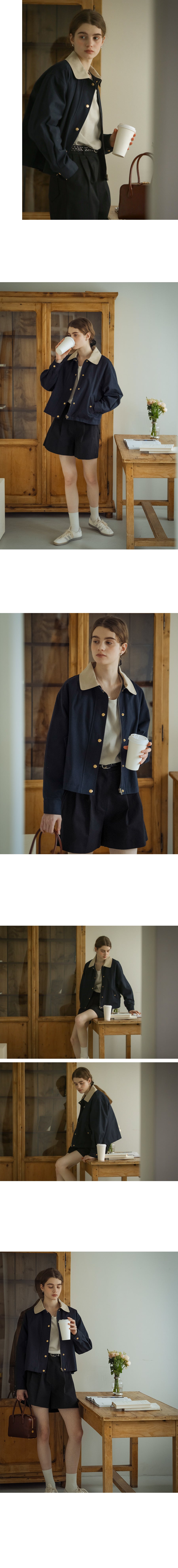 Tillidie Danna coloring collar gold button jumper Navy
