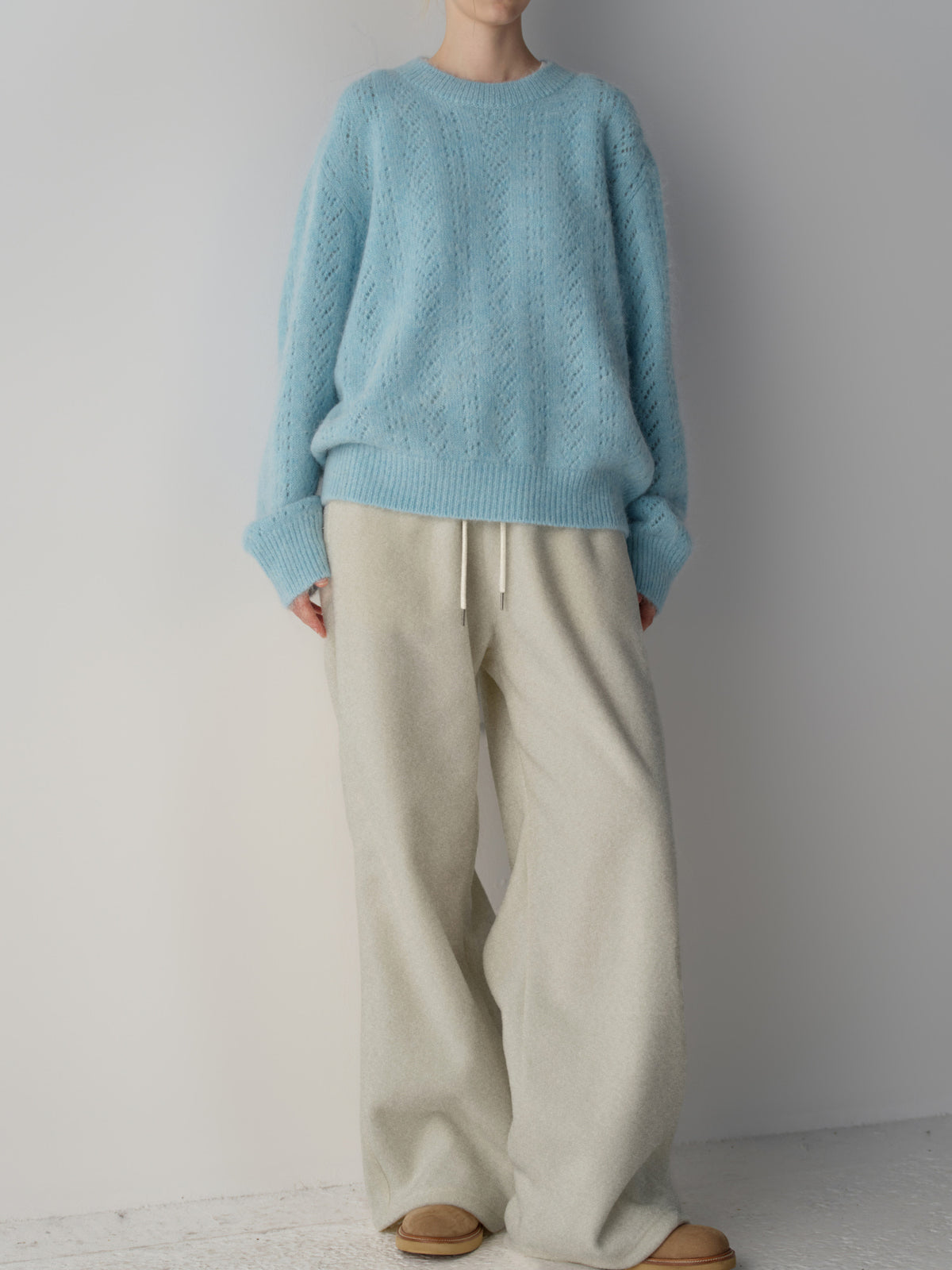 Facade Pattern Wool Fleece Banding Pants oatmeal