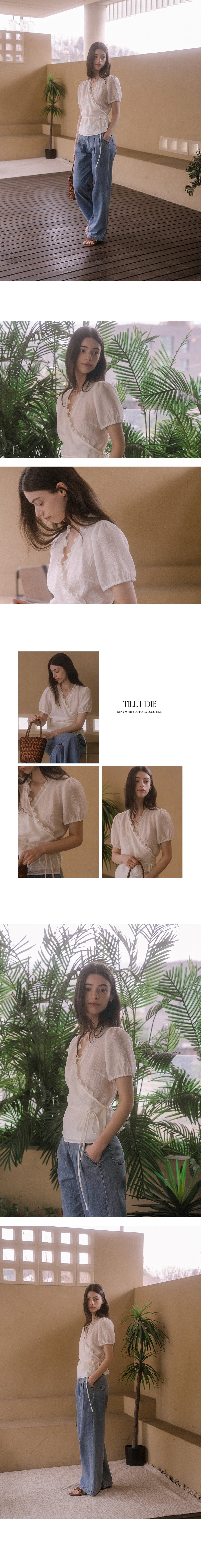 Tillidie Frill wrap blouse Ivory
