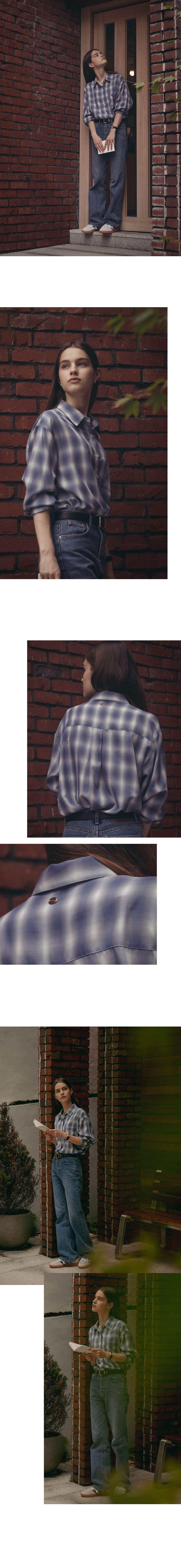 Tillidie Mild check silky shirt Blue