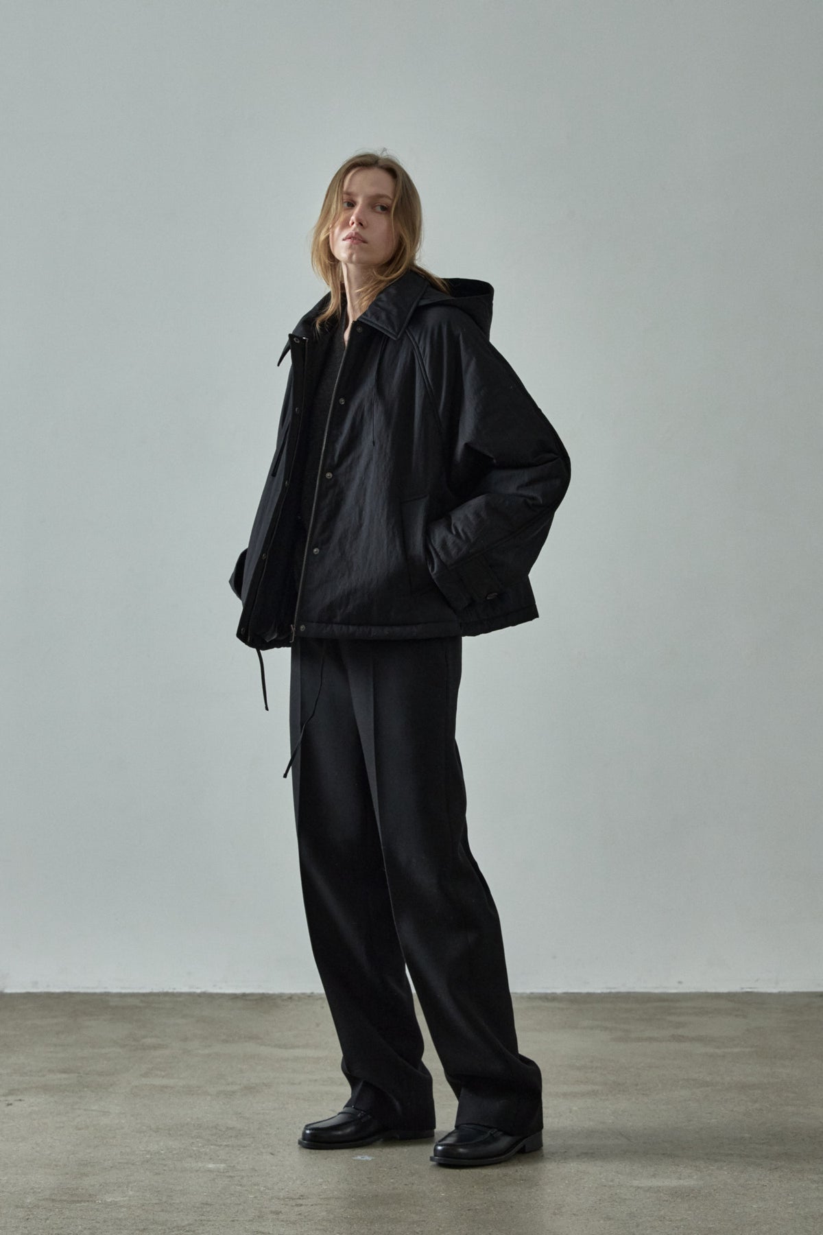 Facade Pattern Minimal Hoodie Padded Jacket black
