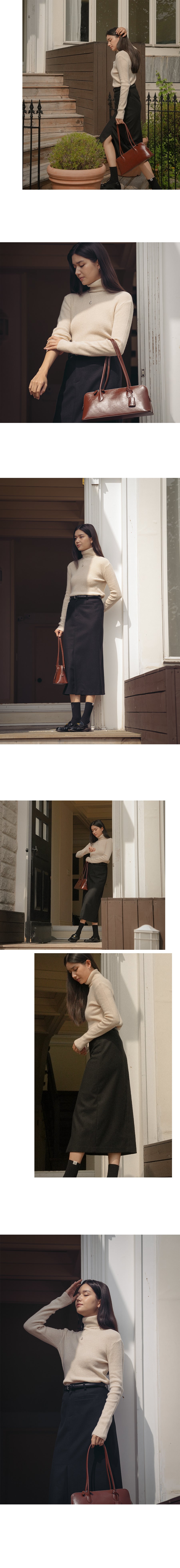 Tillidie H-line wool blend slit skirt Black