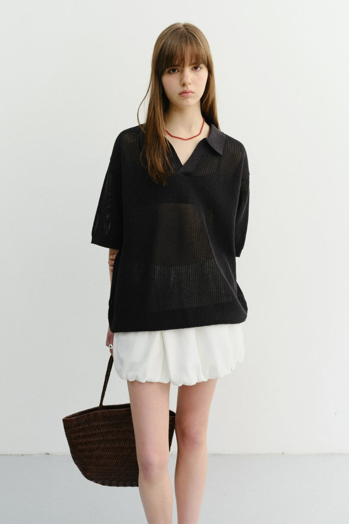 Dunst Unisex Chunky Polo Knit Black