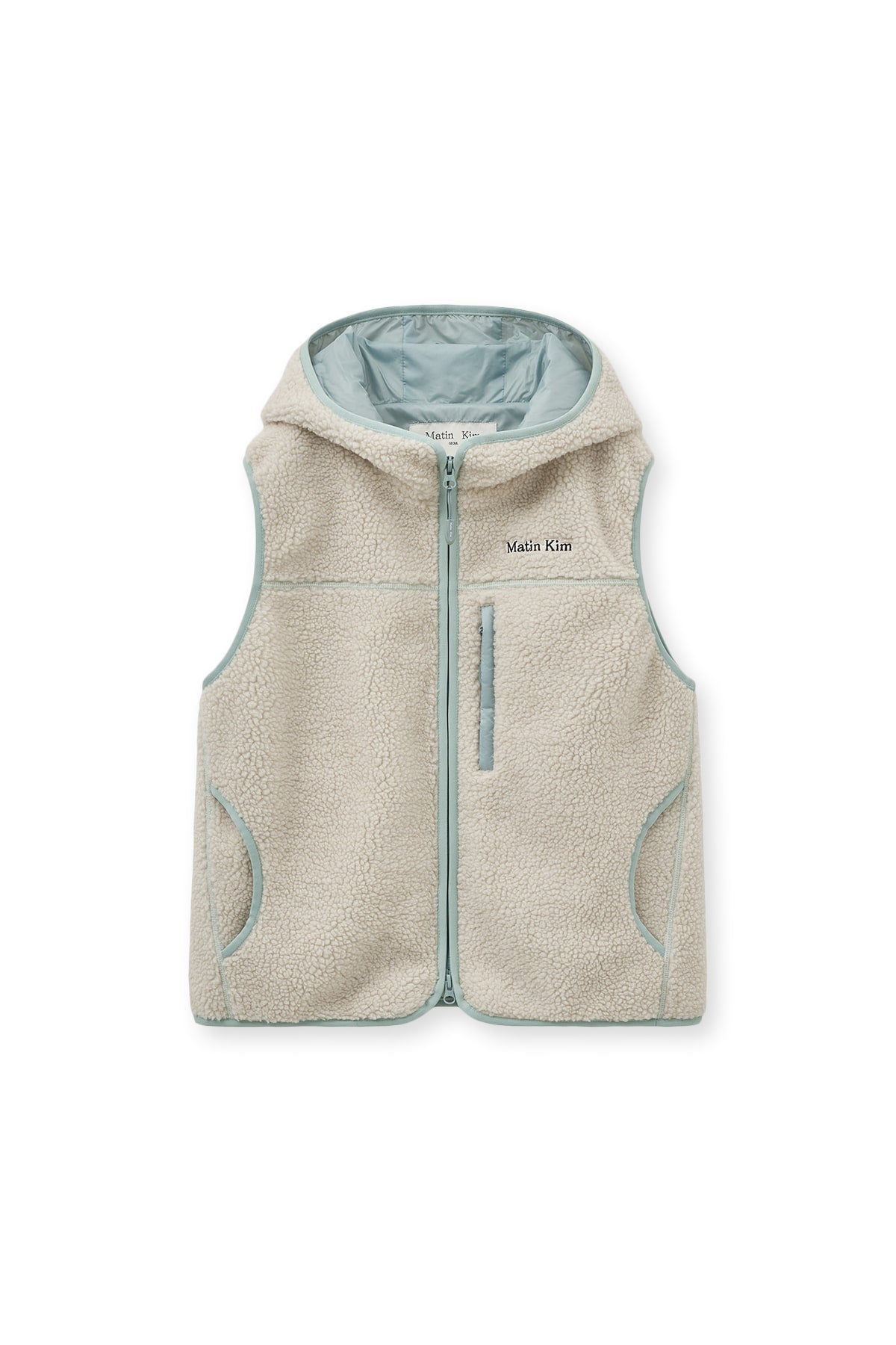 [matinkim] FLEECE HOODY VEST IN IVORY