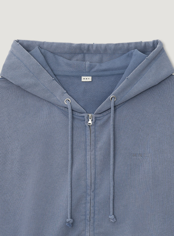 Mango Maniplease Weather Hooded Zip Up Vintage Blue