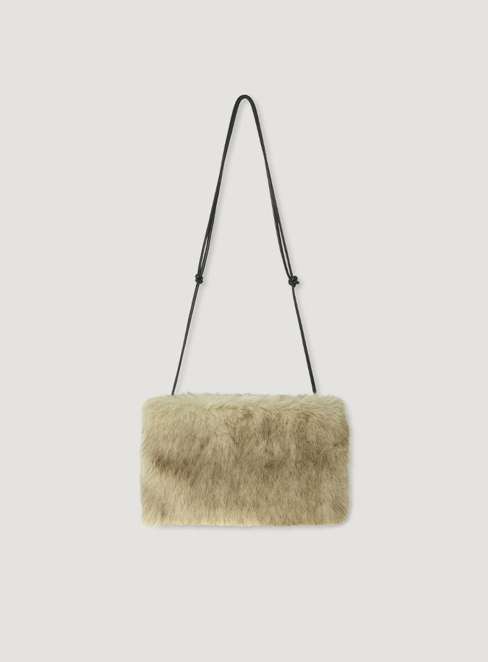Mango Maniplease Nago Fur Bag Beige