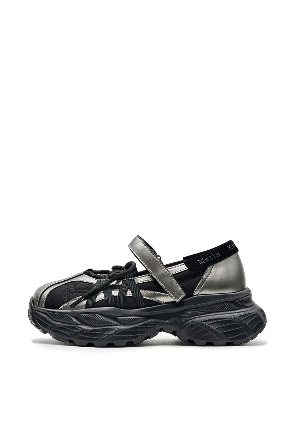 Matinkim Lace UP Chunky Ballet Sneakers IN Dark Silver