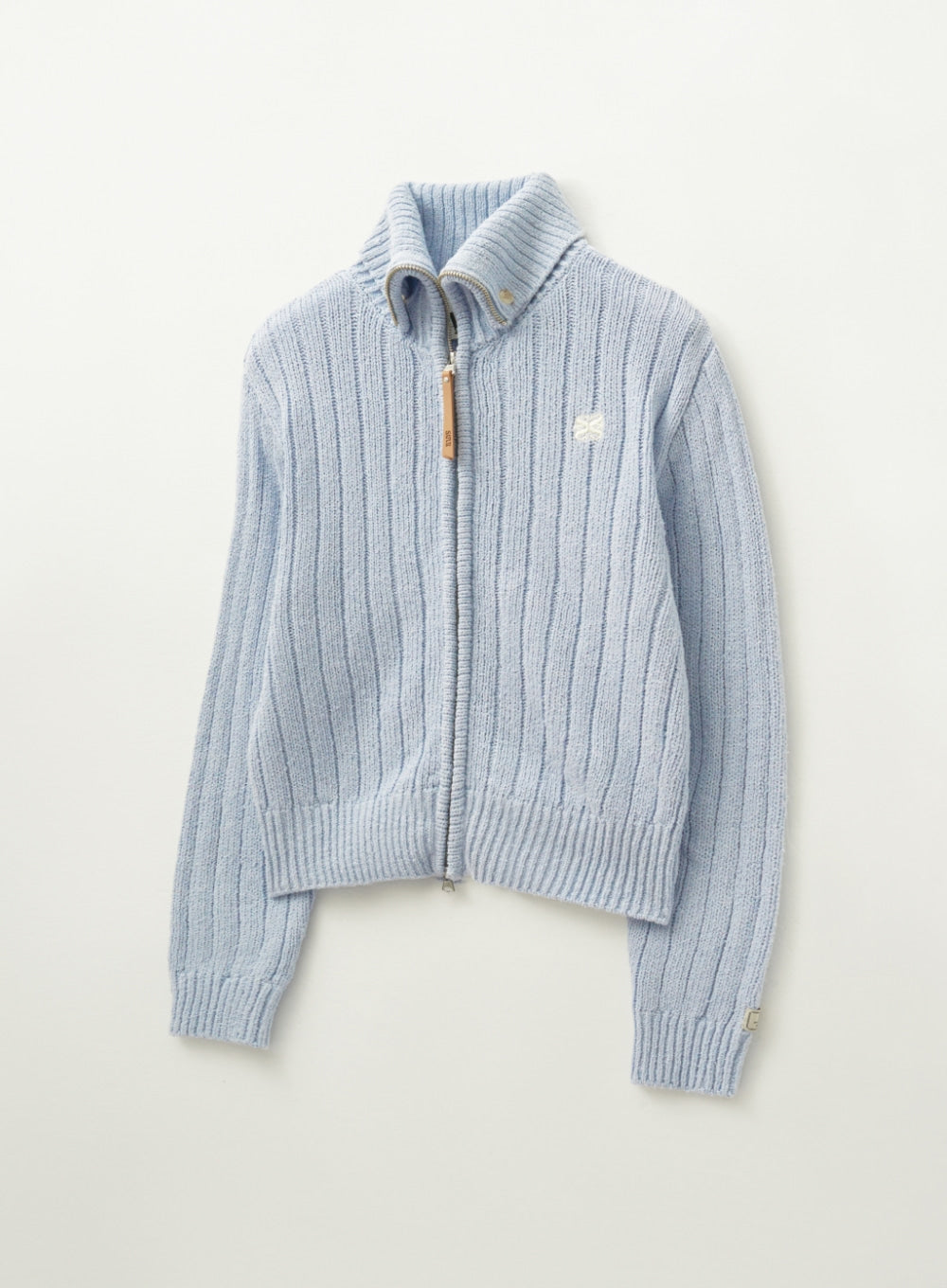 [satur] (W) Faro Boucle Knit Zip-up - Sky Blue