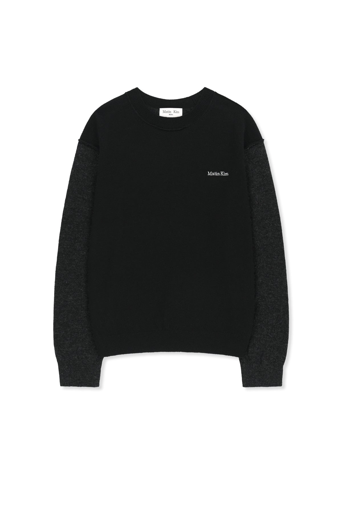 Matinkim Cashmere Blended Panel Knit Pullover IN Black
