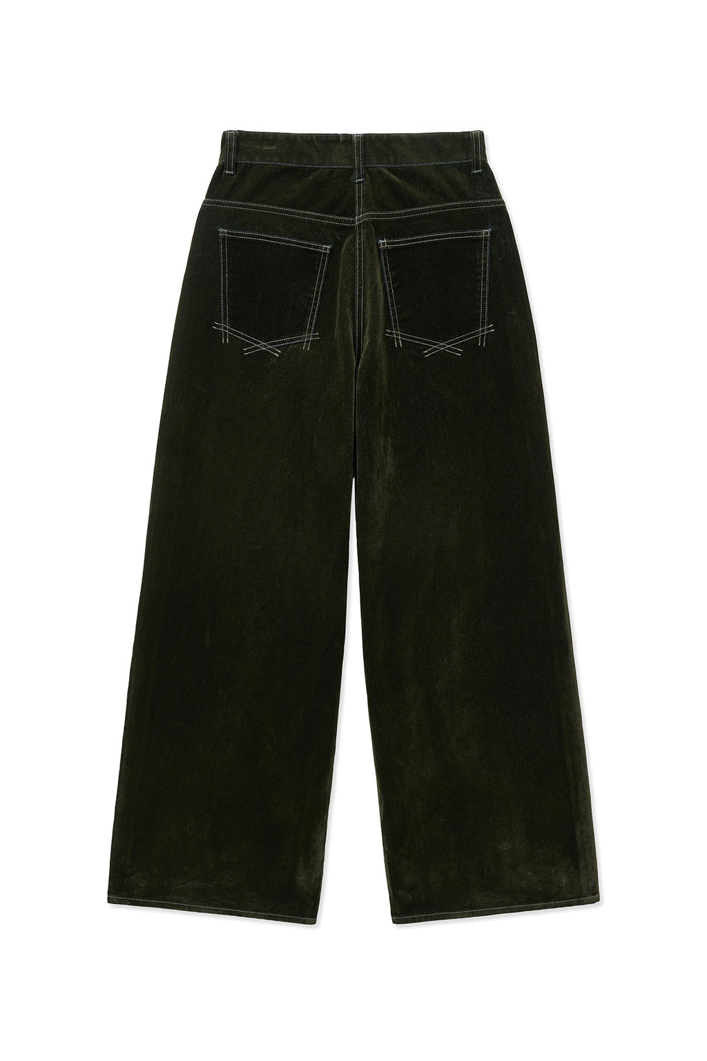 [matinkim] REVERSE VELVET WIDE DENIM PANTS IN KHAKI