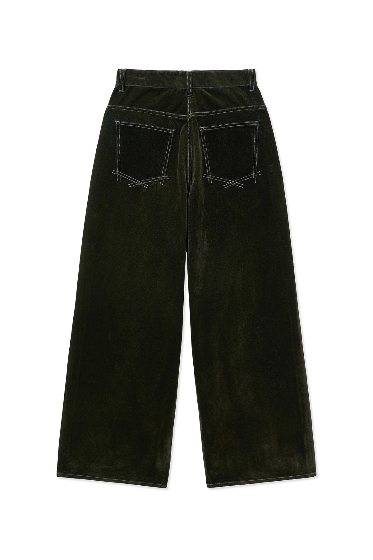 [matinkim] REVERSE VELVET WIDE DENIM PANTS IN KHAKI