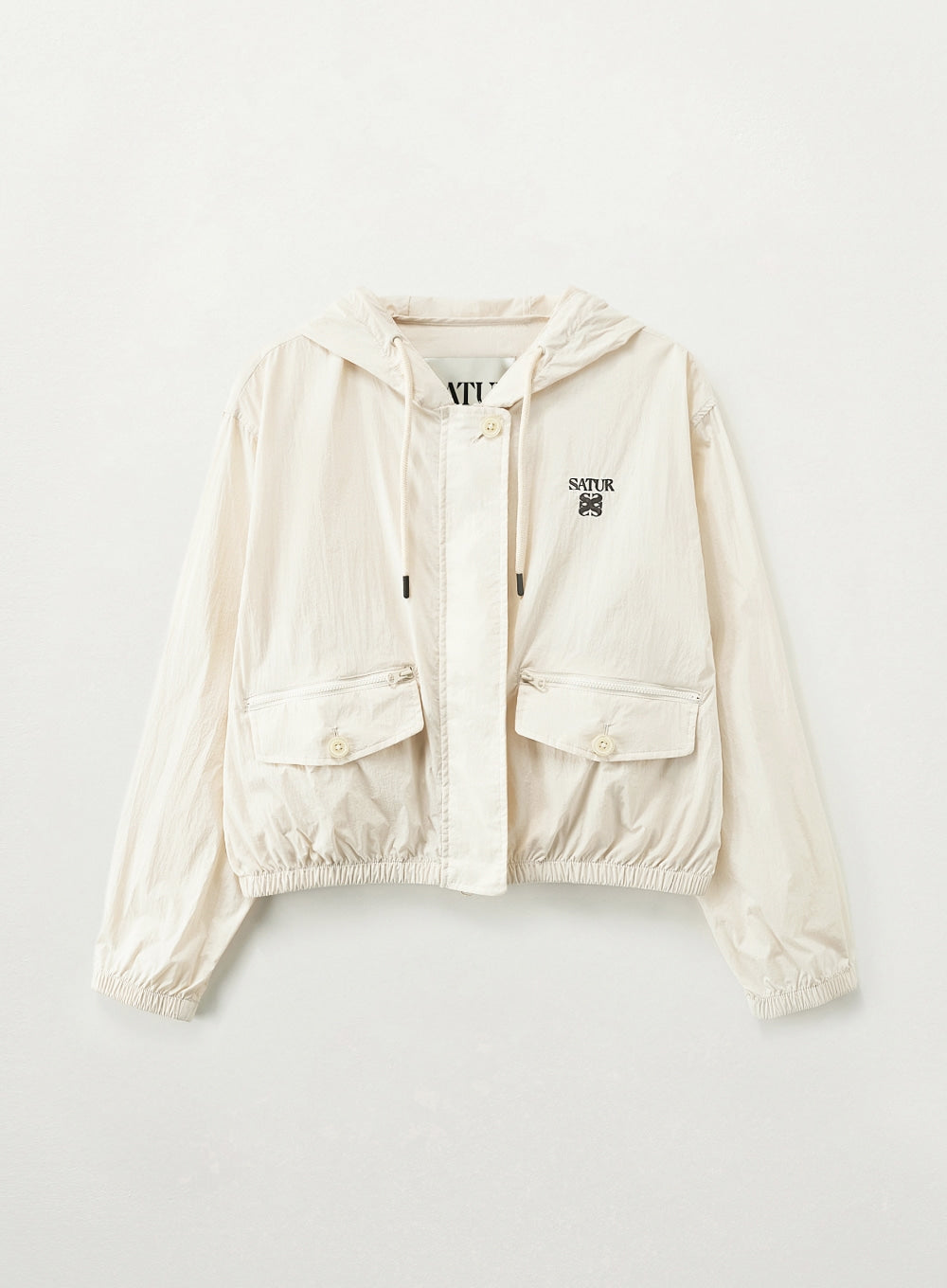 Satur Crop Hood Wind Jacket - Cream