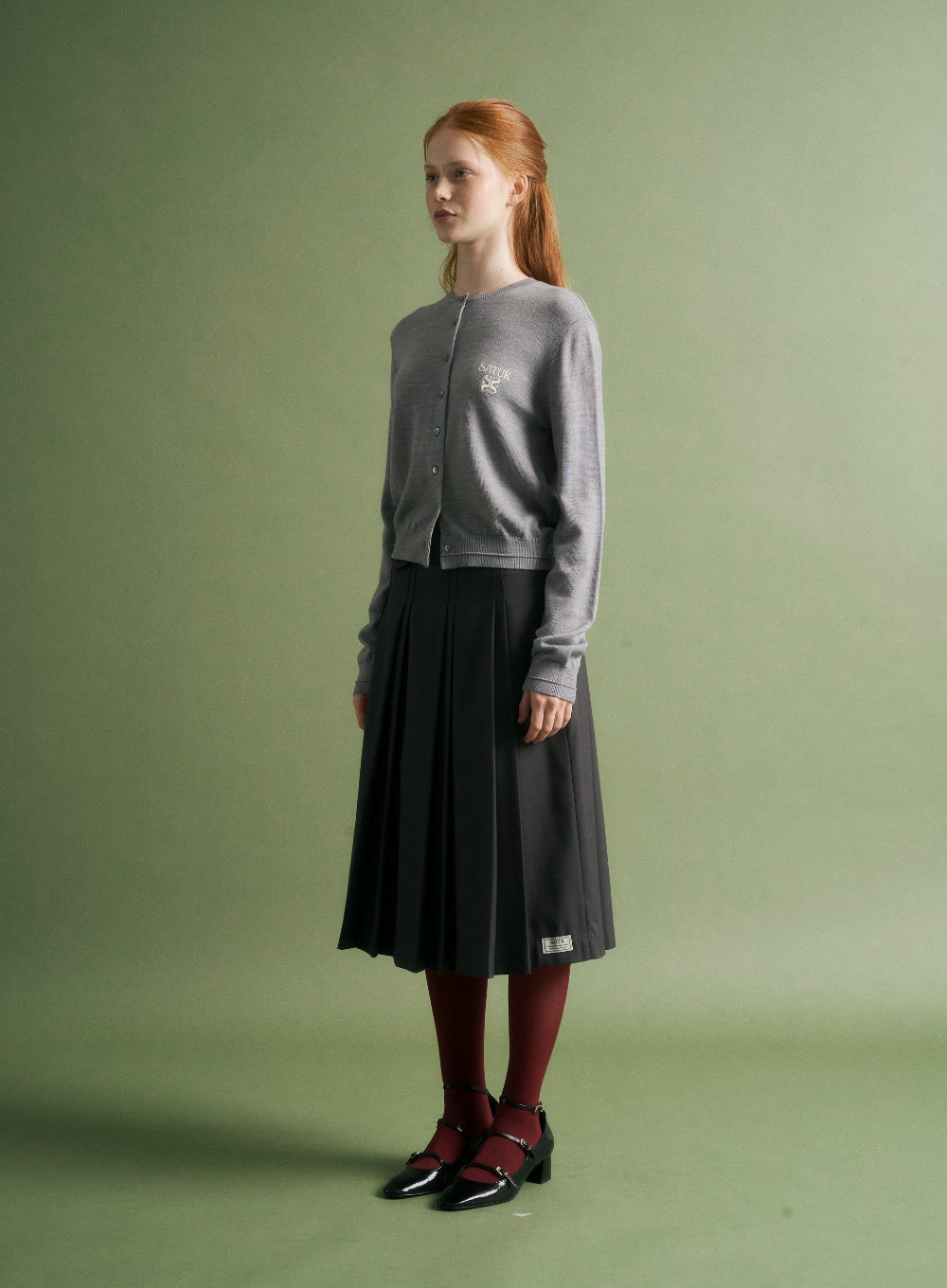 satur (W) Loren Basic Crewneck Fine Cardigan - Melange Gray - View 2