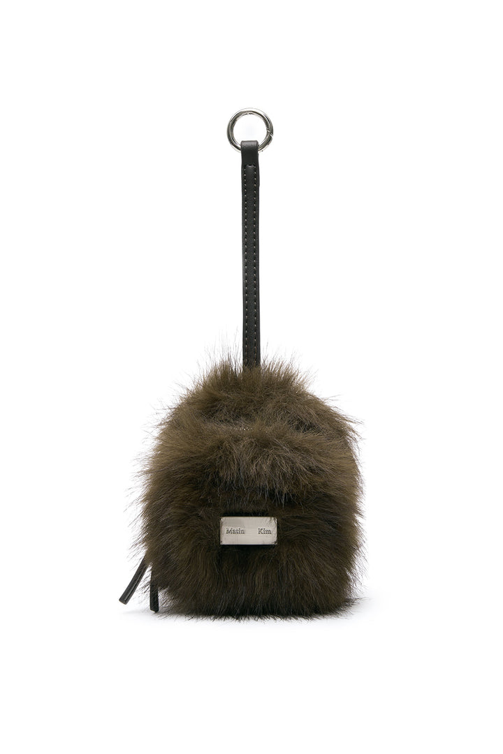 Matinkim Hairy Fur Mini Cube Pouch IN Brown