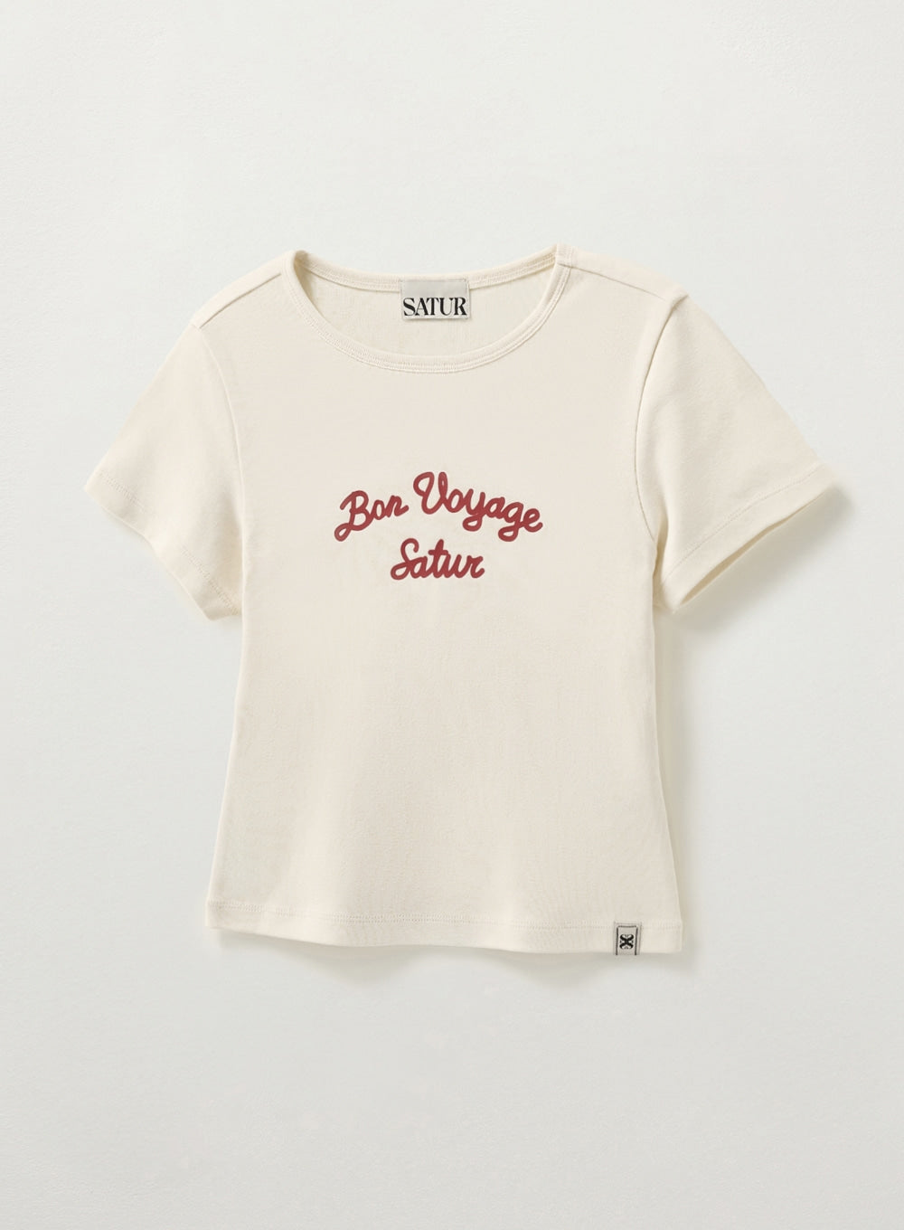[satur] (W) Bon Voyage Slim Fit Crop T-Shirt - Cream