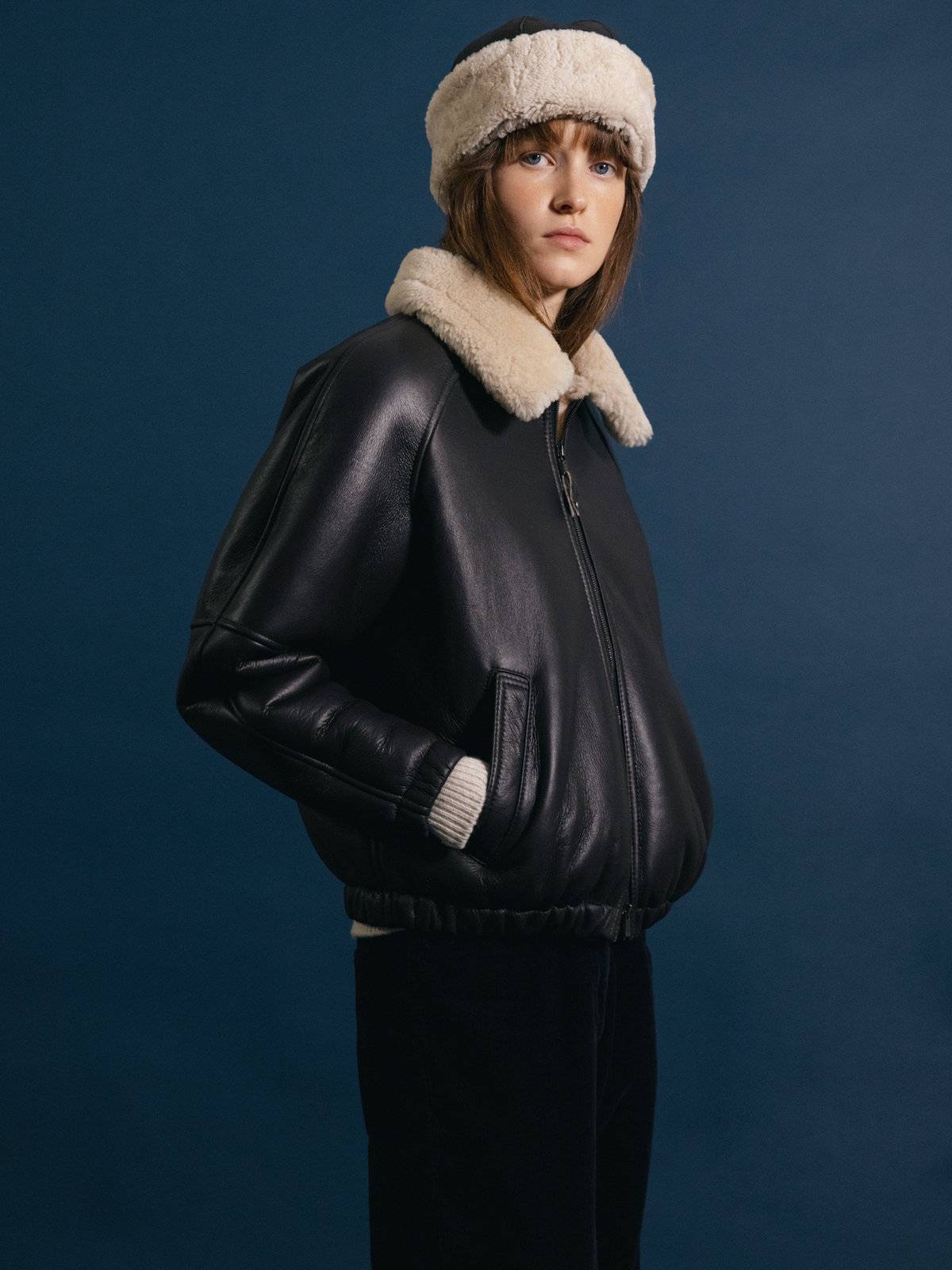 Nothing Written Brown shearling hat (Dark brown)
