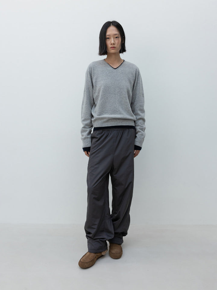 Low Classic Fleece-Lined Volume-Leg Pants Grey