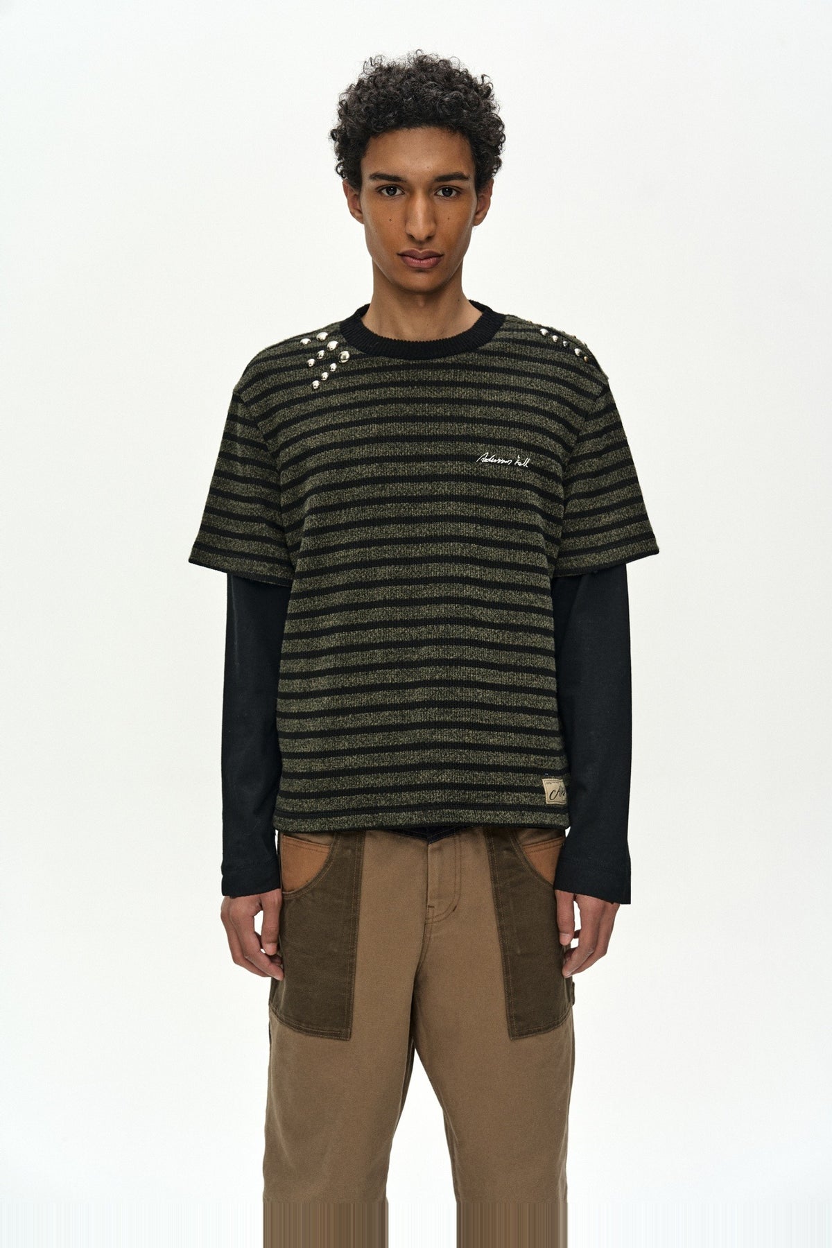 Andersson Bell Unisex Studded Stripe Layered Sweater
