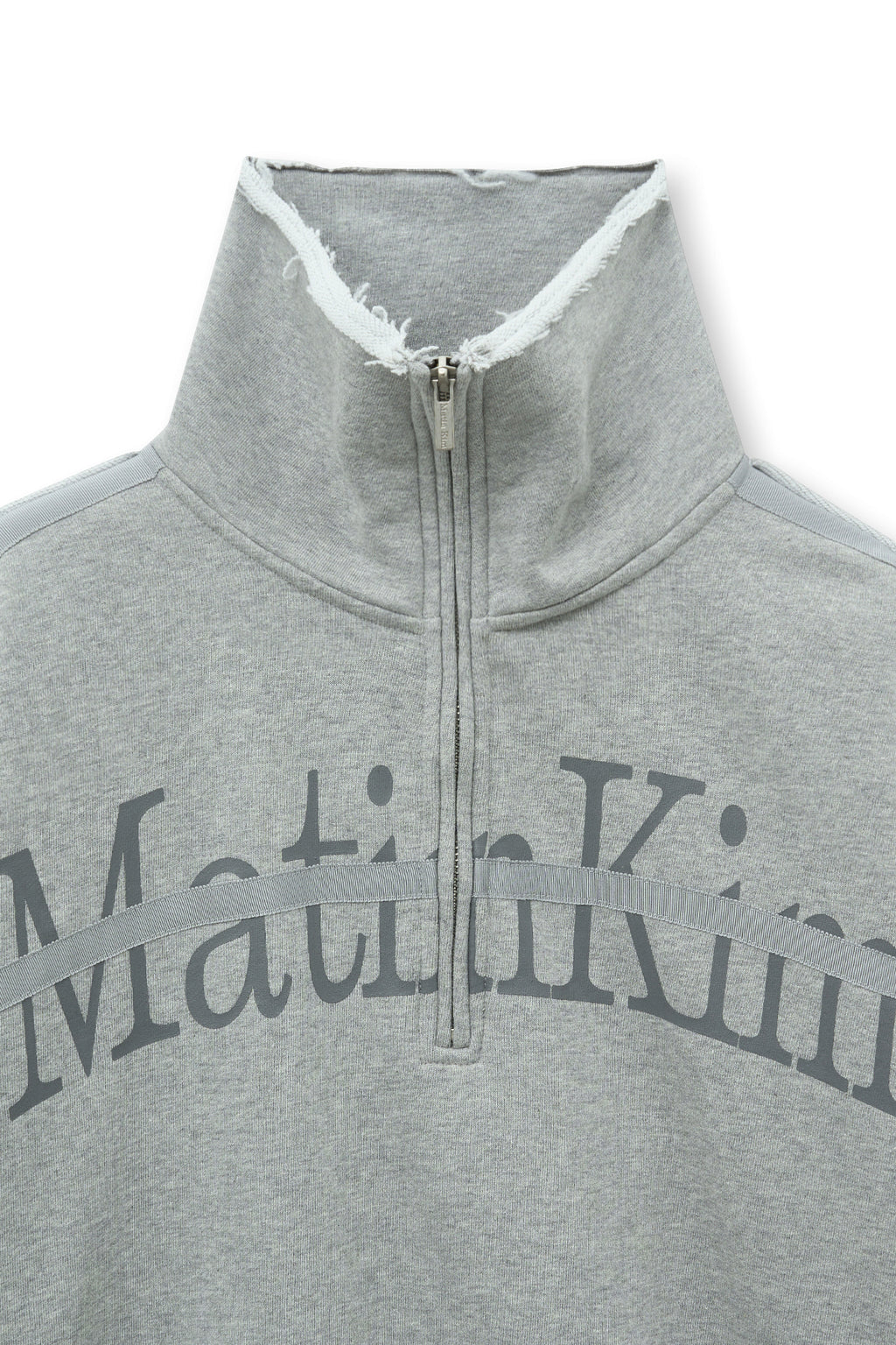 [matinkim] CUT OUT HALF ZIP SWEATSHIRT FOR WOMEN IN GREY