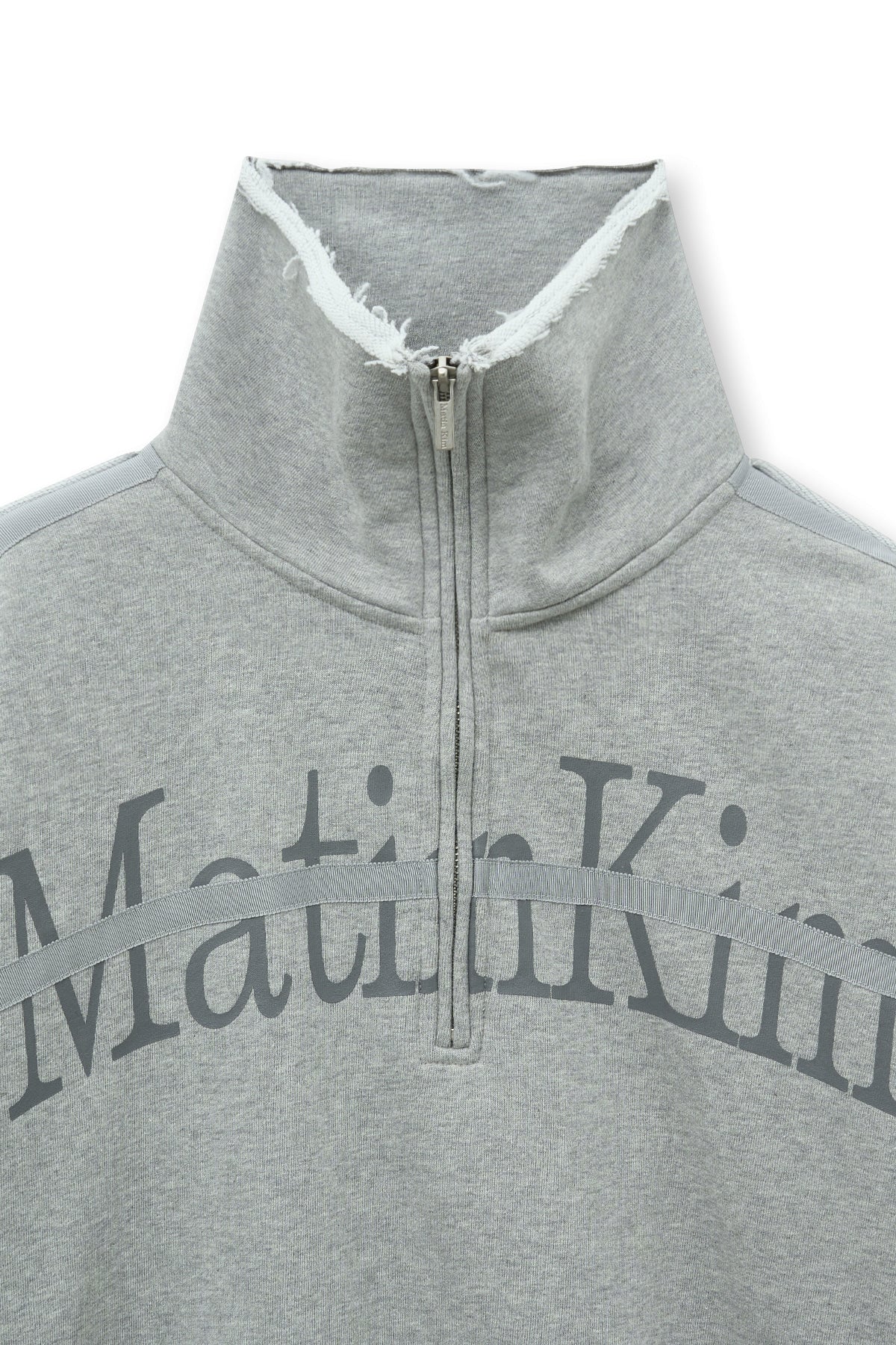 [matinkim] CUT OUT HALF ZIP SWEATSHIRT FOR WOMEN IN GREY