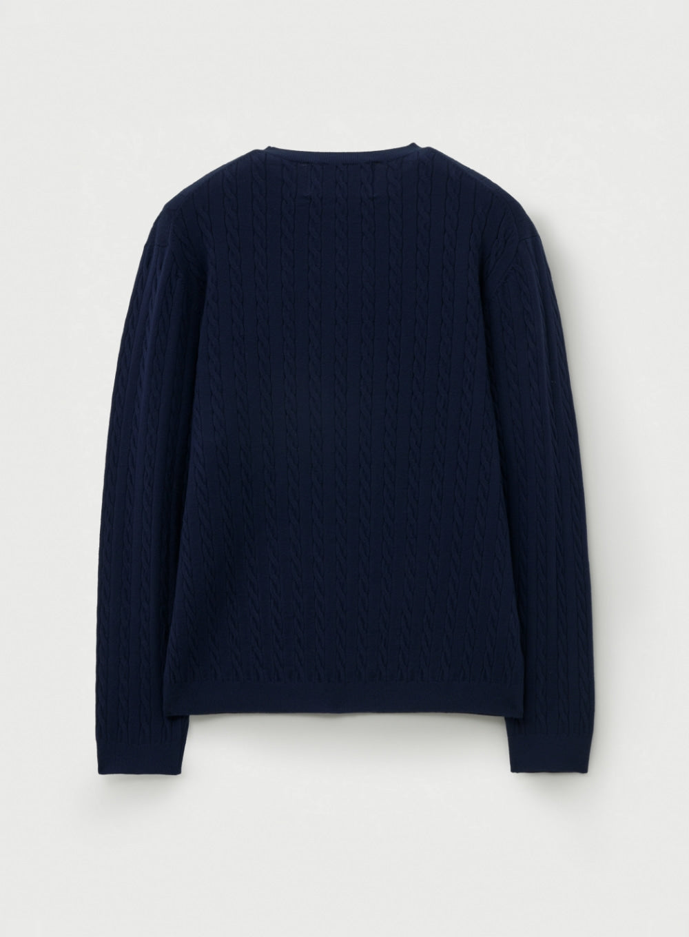 [satur] Plain Cable Crew Neck Knit - Navy