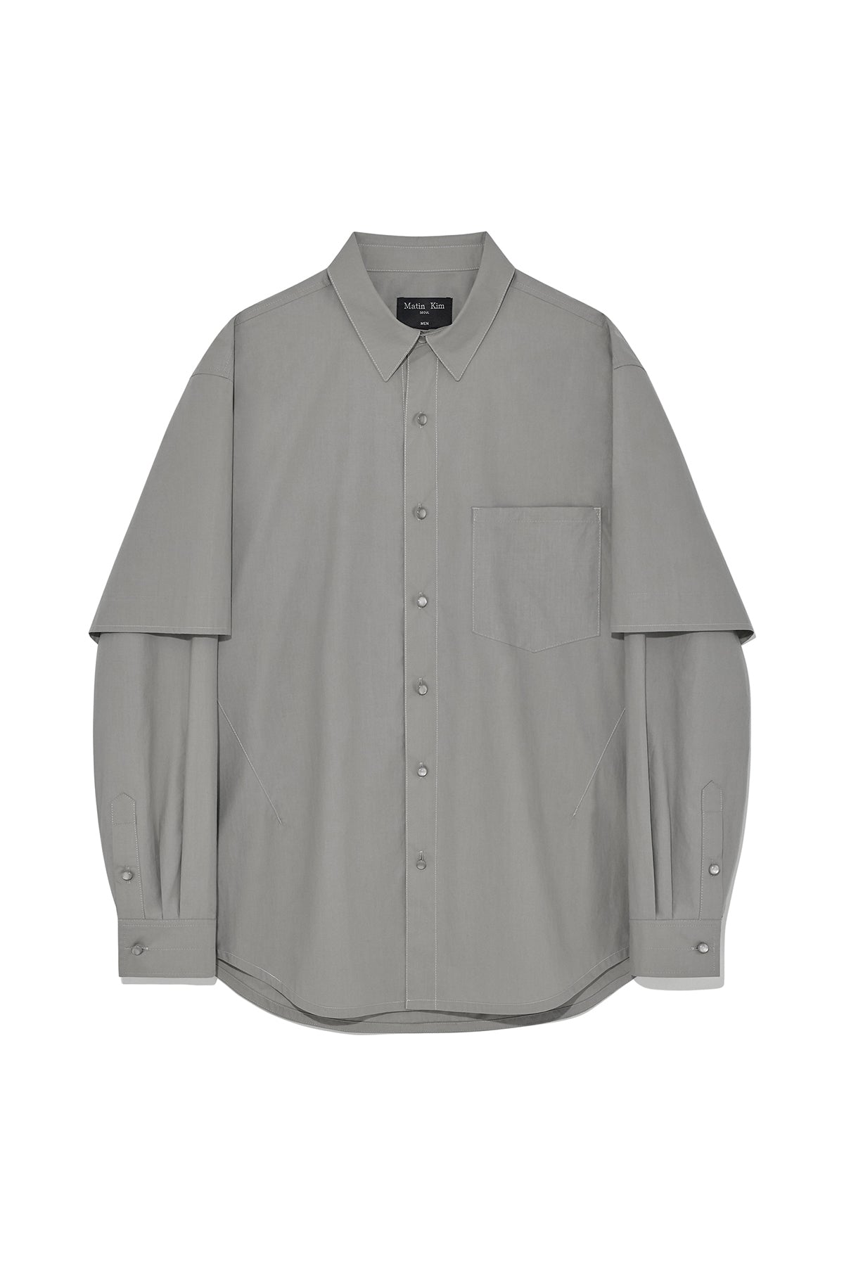 Matinkim Stitch Point Layered Shirt For Men IN Khaki Grey