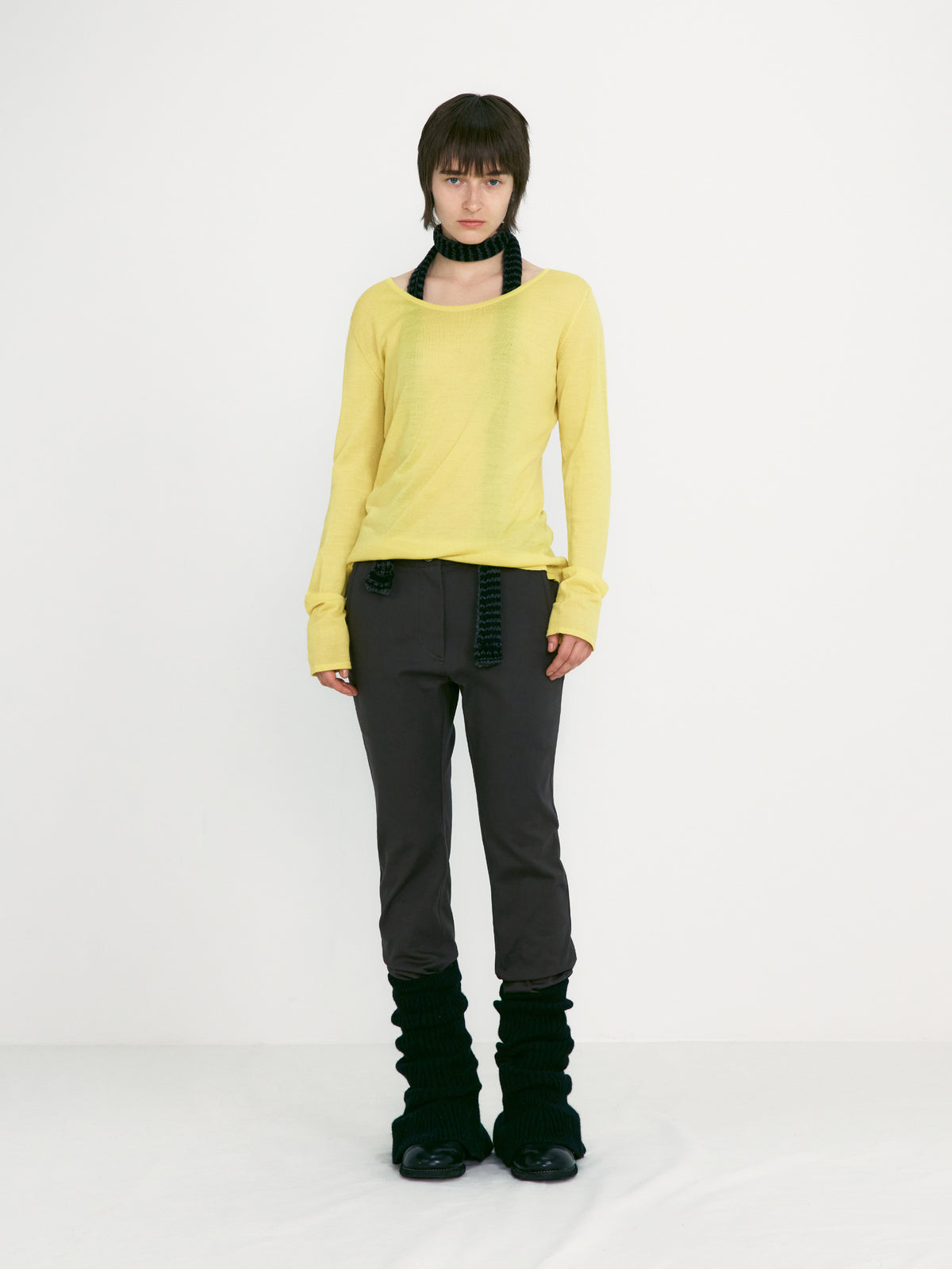 Low Classic U Neck Knitted Top Yellow