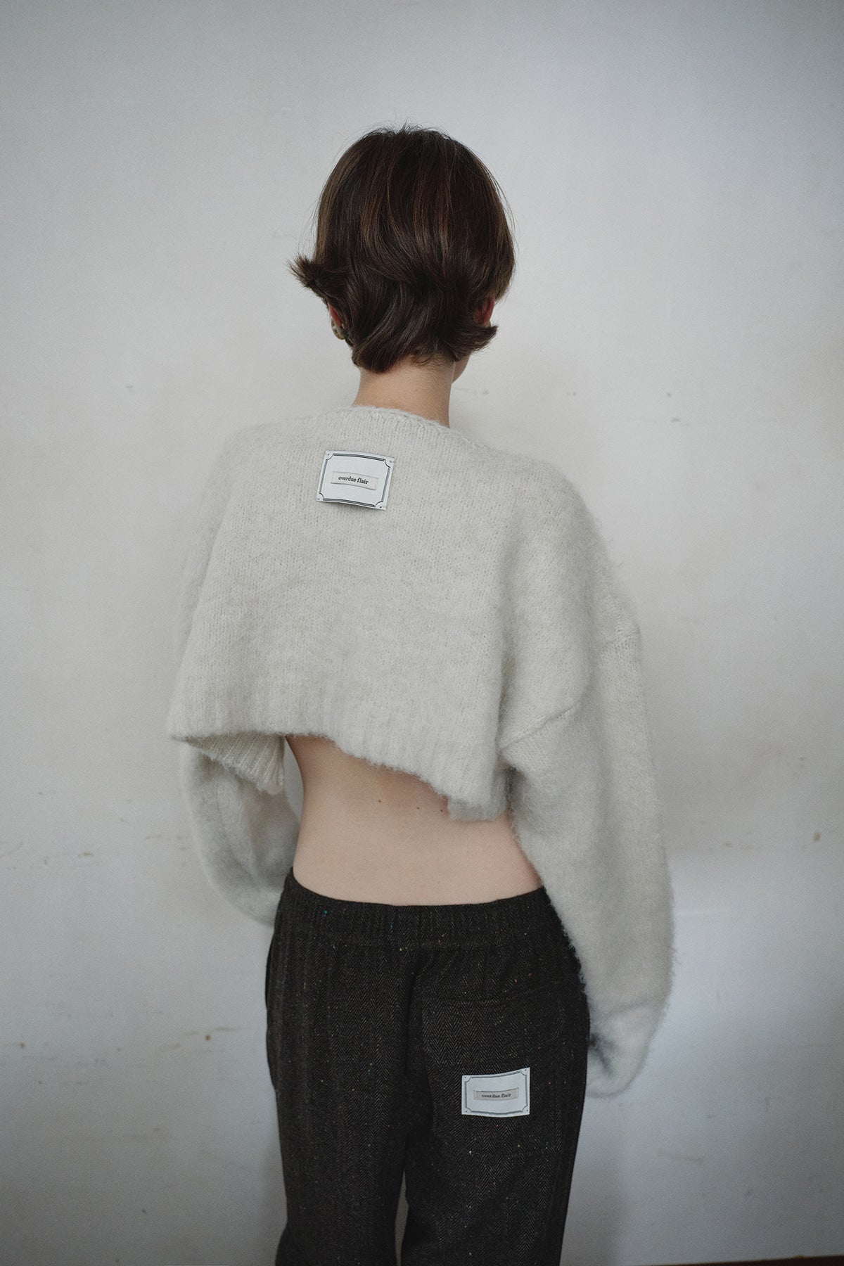 Overdueflair Hairy Wool Crop Knit Ivory