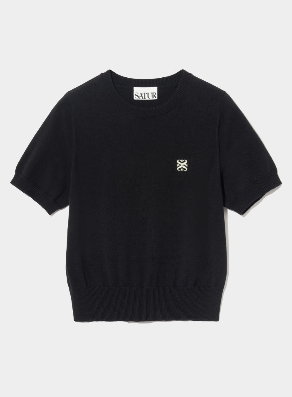 [satur] (W) Classic Crew Neck Half Knit - Black