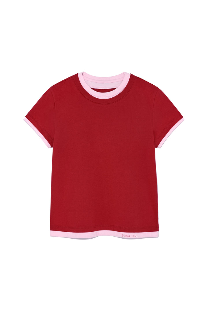 Matinkim Color Point Layered Top For Women IN Red