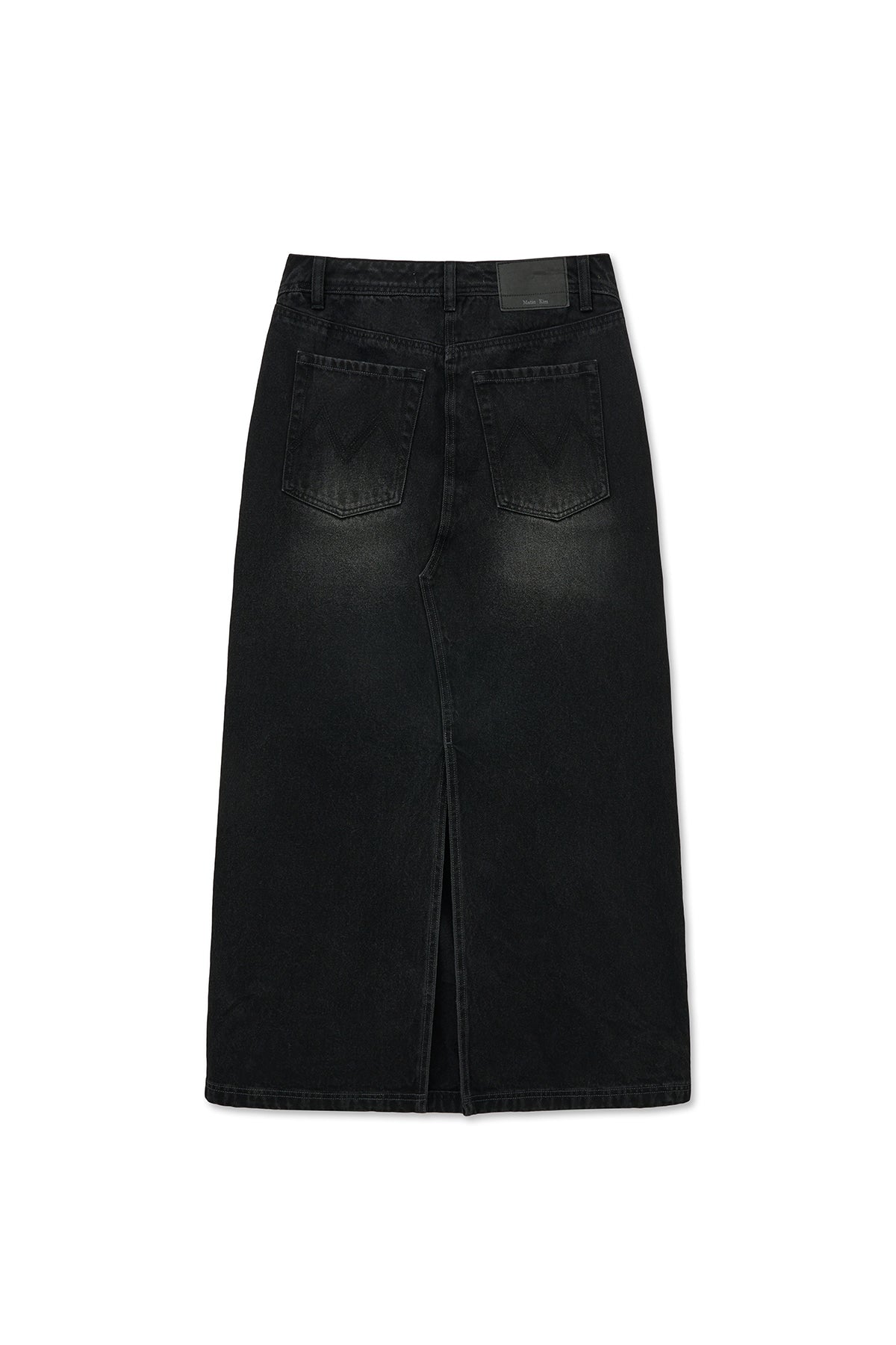 [matinkim] DAMAGE POINT LONG DENIM SKIRT IN BLACK