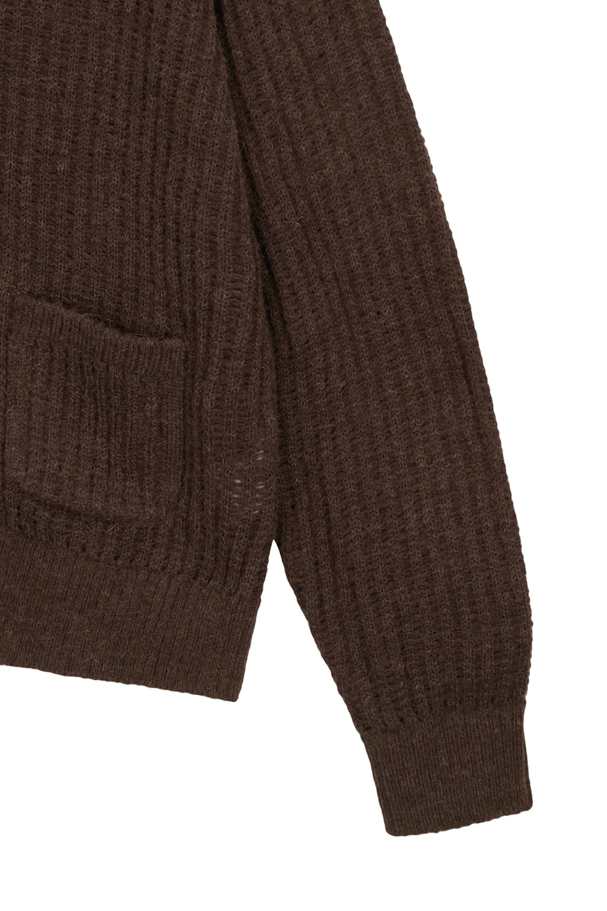 [matinkim] HAIRY CROCHET CARDIGAN FOR MEN IN BROWN