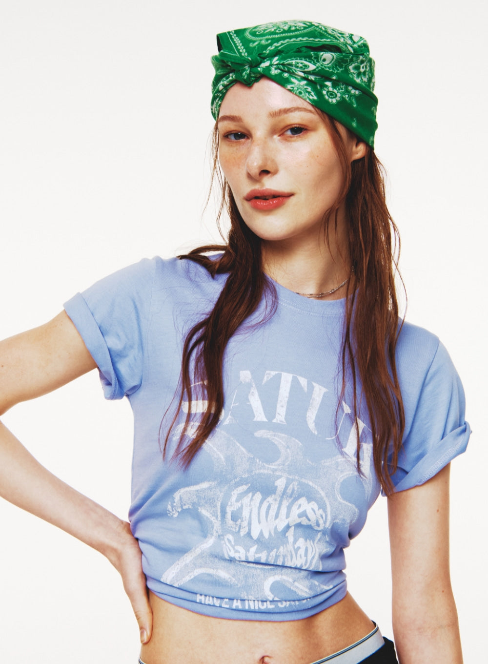 [satur] (W) Sun Retro Graphic T-Shirt - Lavender