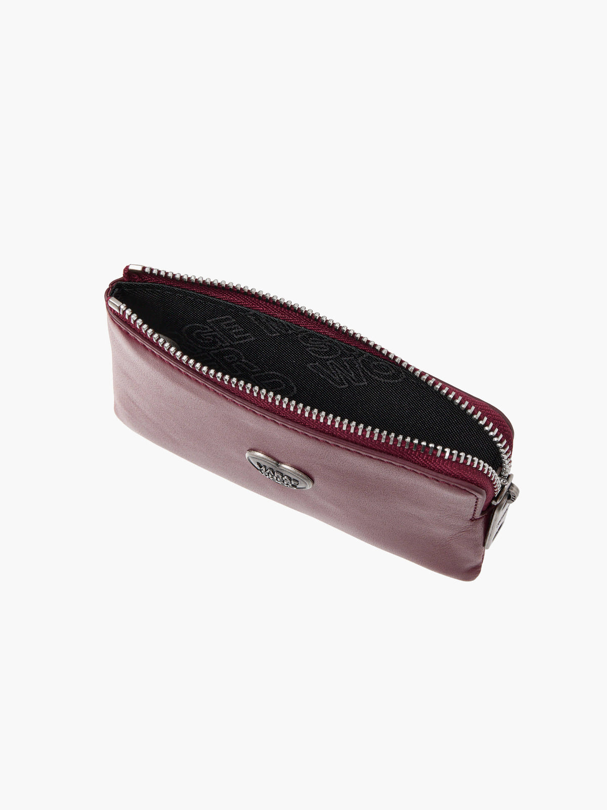 Margesherwood Heart Zipper Wallet Silver Logo wine glossy plain
