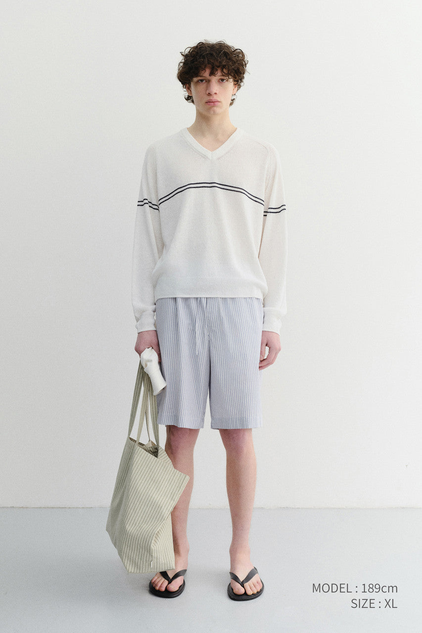 Dunst Unisex Pajama Bermuda Shorts Blue Stripe