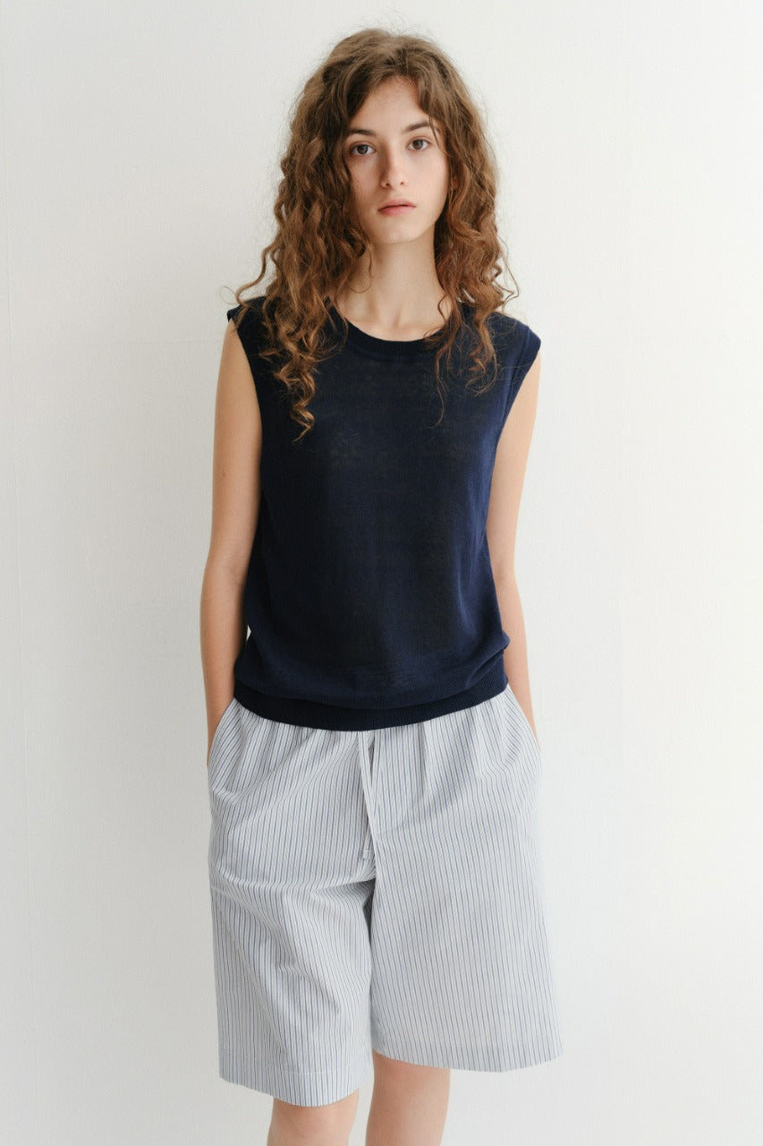 Dunst Unisex Sheer Layering Knit Vest Navy