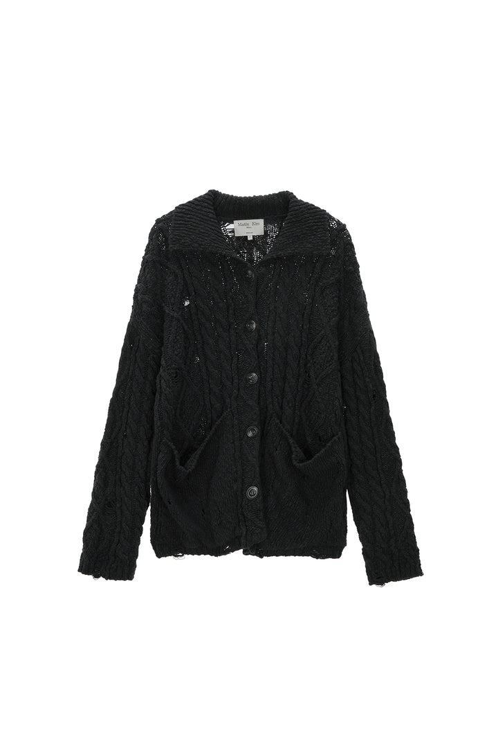 Matinkim Damage Cable Cardigan IN Charcoal