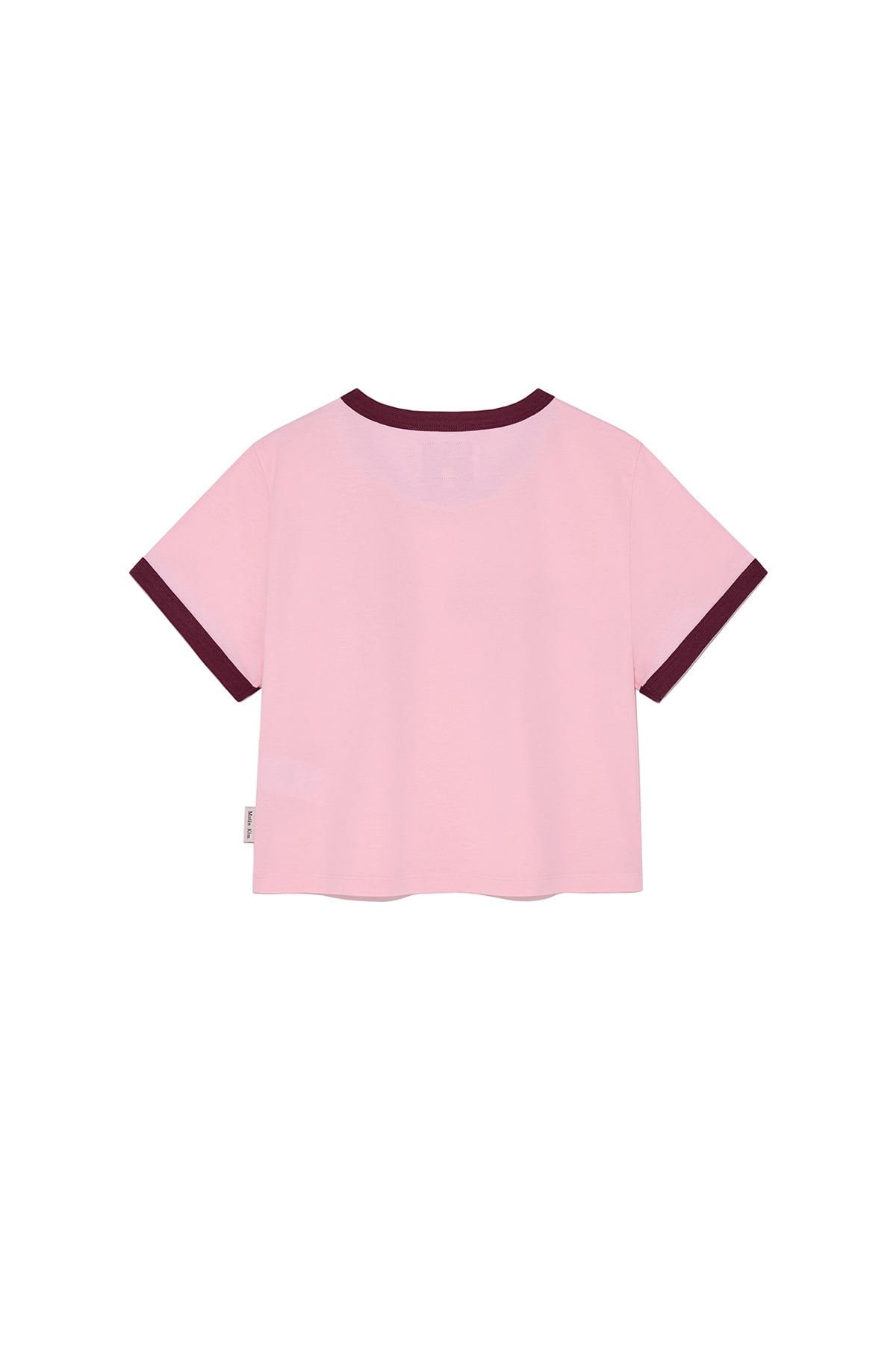 [matinkim] LOGO CUTTED RINGER CROP TOP IN LIGHT PINK
