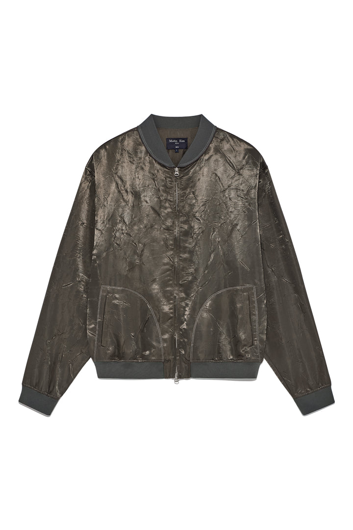 Matinkim Back Logo Crinkle Blouson For Men IN Khaki