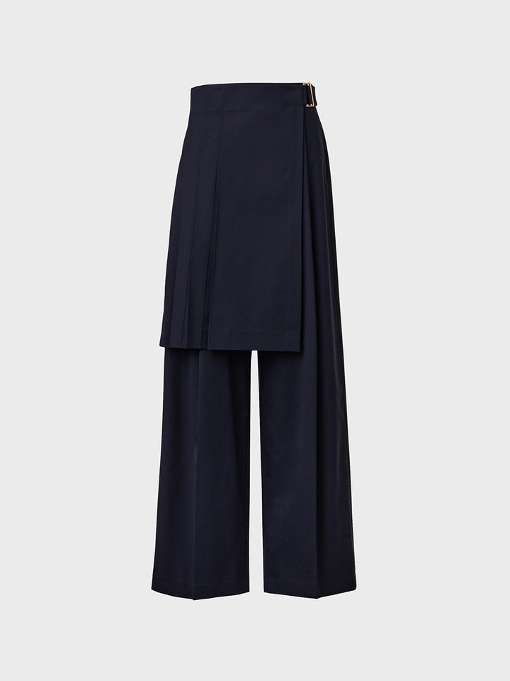 EENK Belted Detachable Pleated Pants - Navy