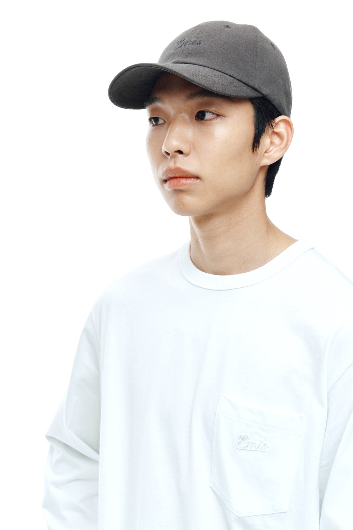 Emis Small Line Patch Pocket LS T-Shirt-Blue White
