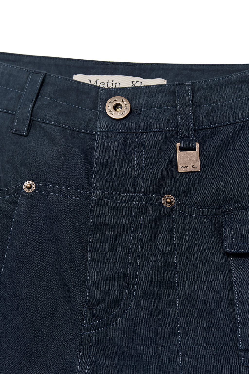 [matinkim] SNAP POCKET POINT FATIGUE PANTS IN NAVY