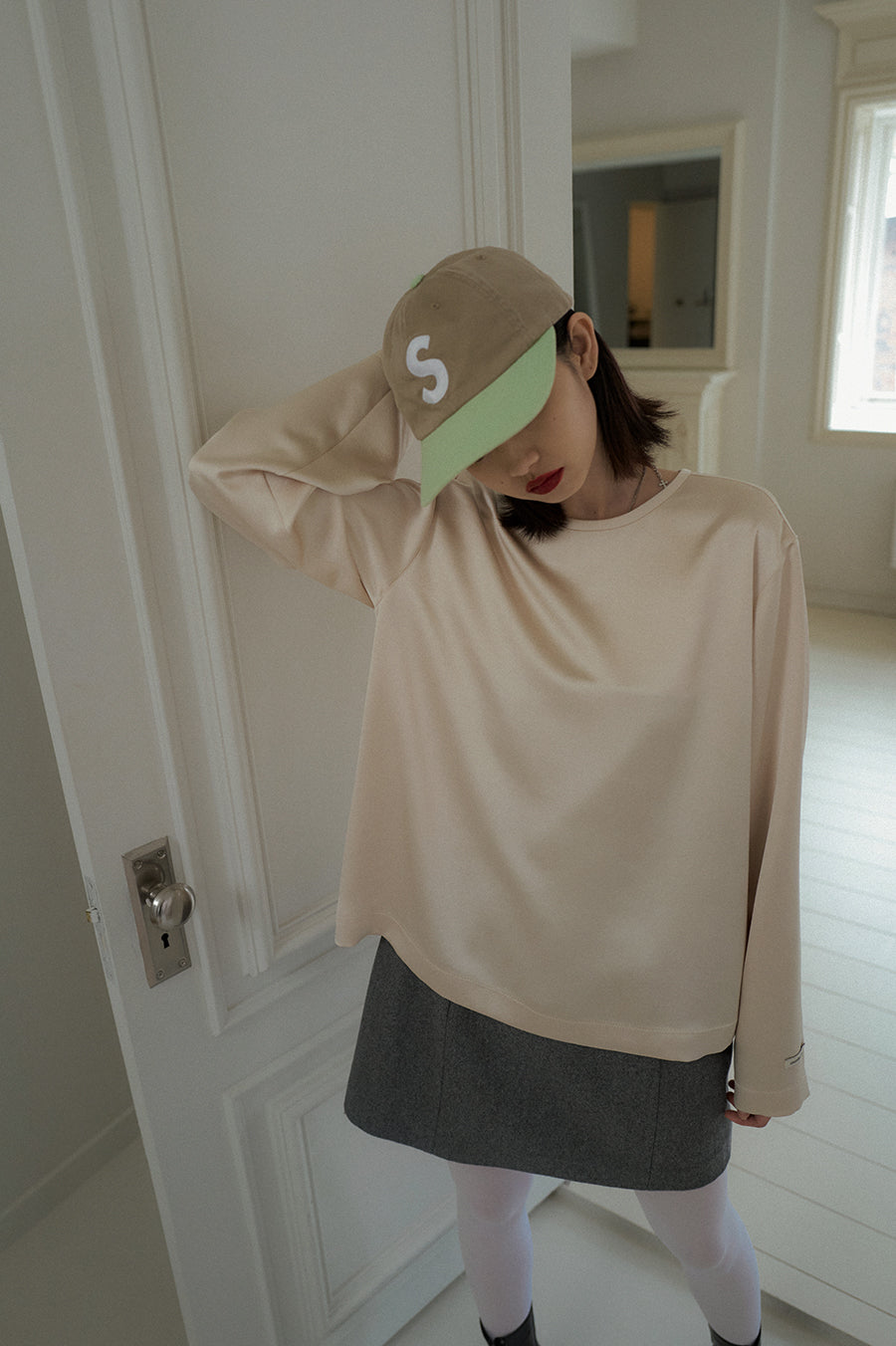 Overdueflair Basic Satin Blouse Cream