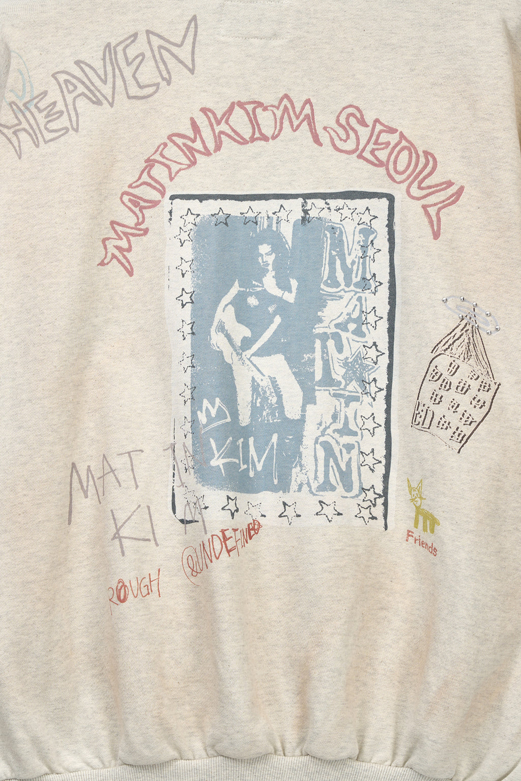 Matinkim Vintage Washed Graffiti Hoody Zip UP IN Beige