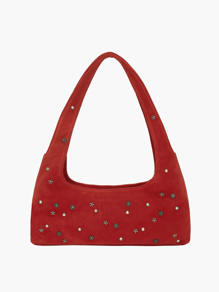 Margesherwood Halter Hobo red studded suede
